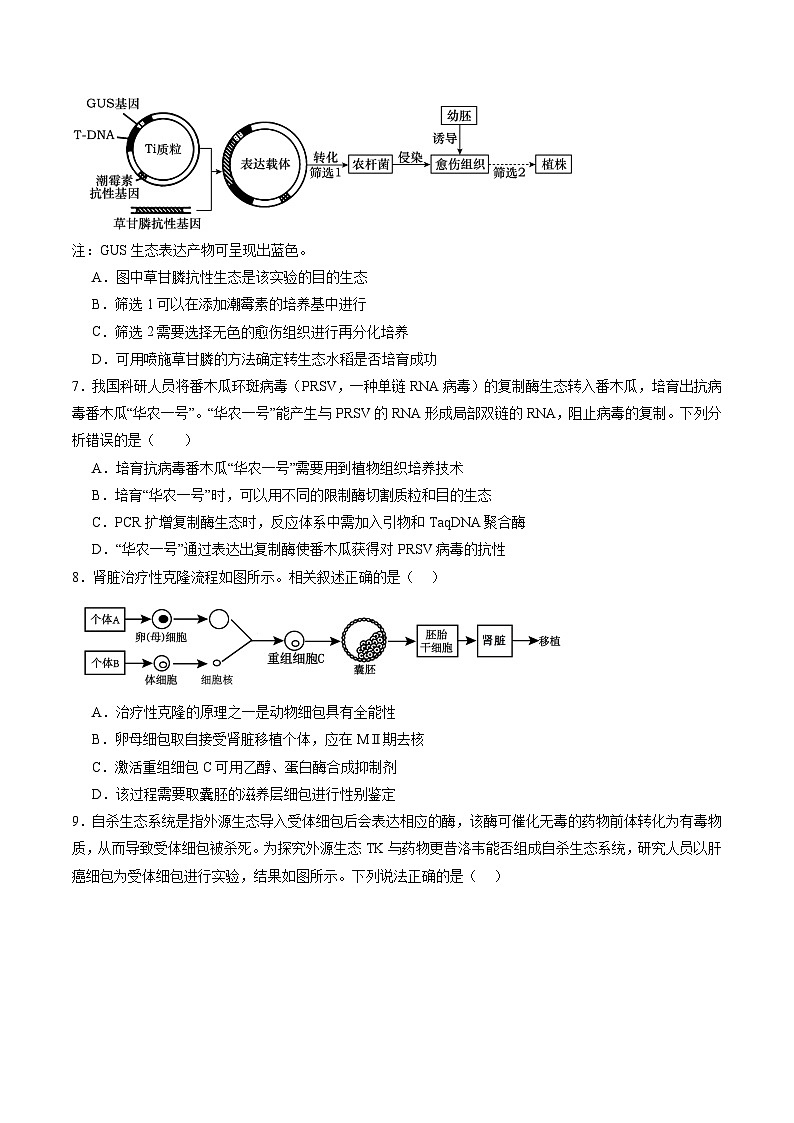 2025年新高考生物一轮复习第10单元生物技术与工程（测试）（学生版）第3页