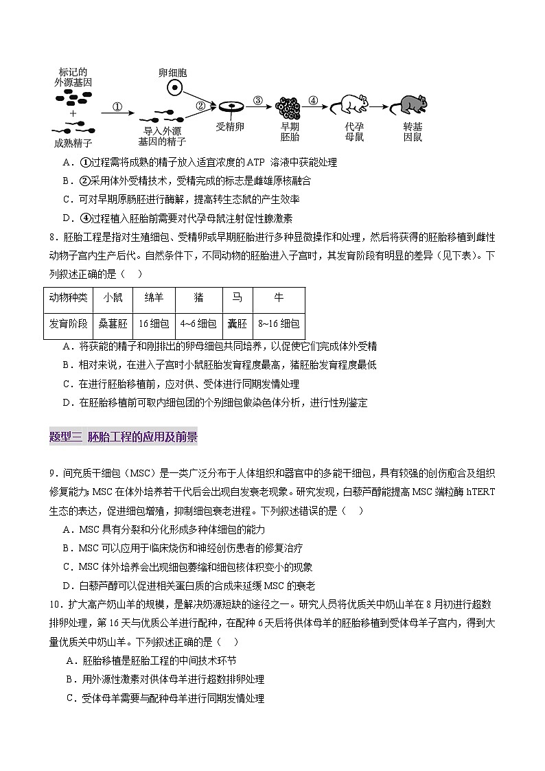 2025年新高考生物一轮复习第10单元生物技术与工程第41讲胚胎工程（练习）（学生版）第3页