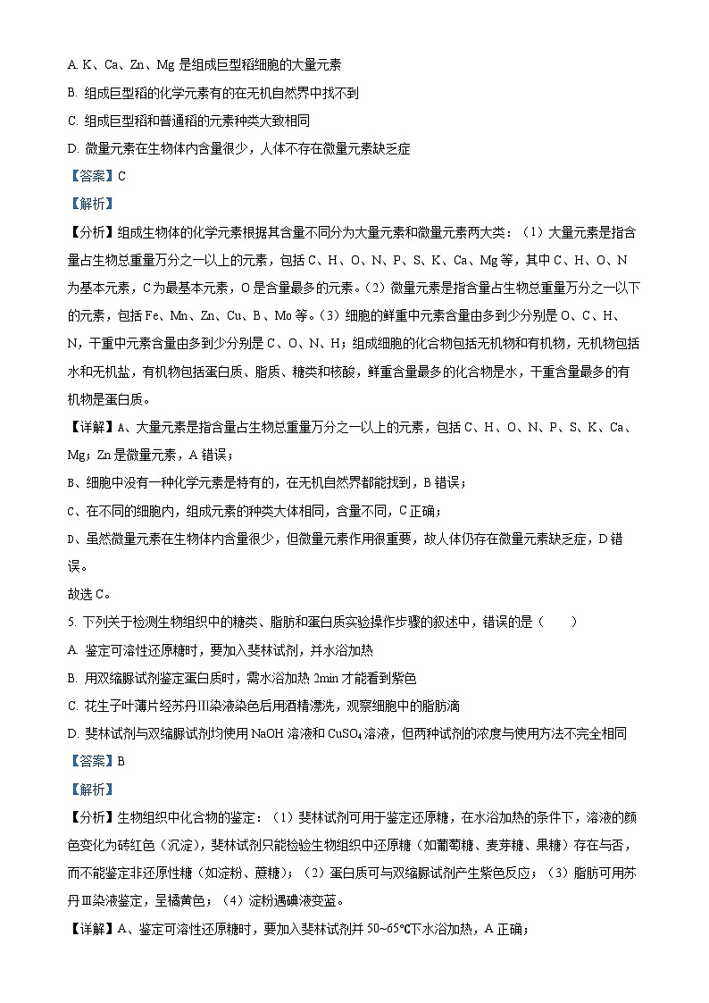 河南省周口市鹿邑县2024-2025学年高一上学期11月期中考试生物试题（解析版）-A4第3页