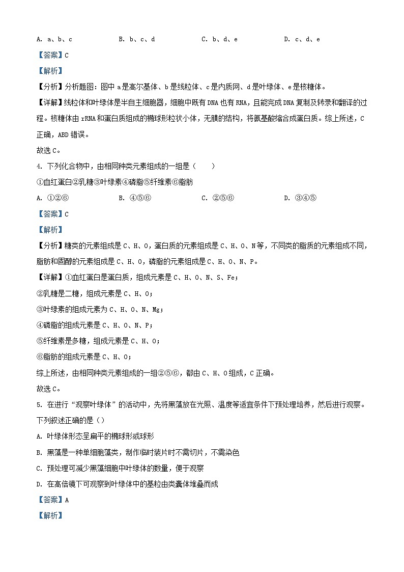 浙江省杭州市2023_2024学年高一生物上学期期中试题含解析第2页
