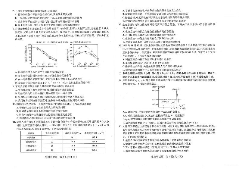 南阳六校2023-2024学年高二上学期期末生物试卷及答案第2页