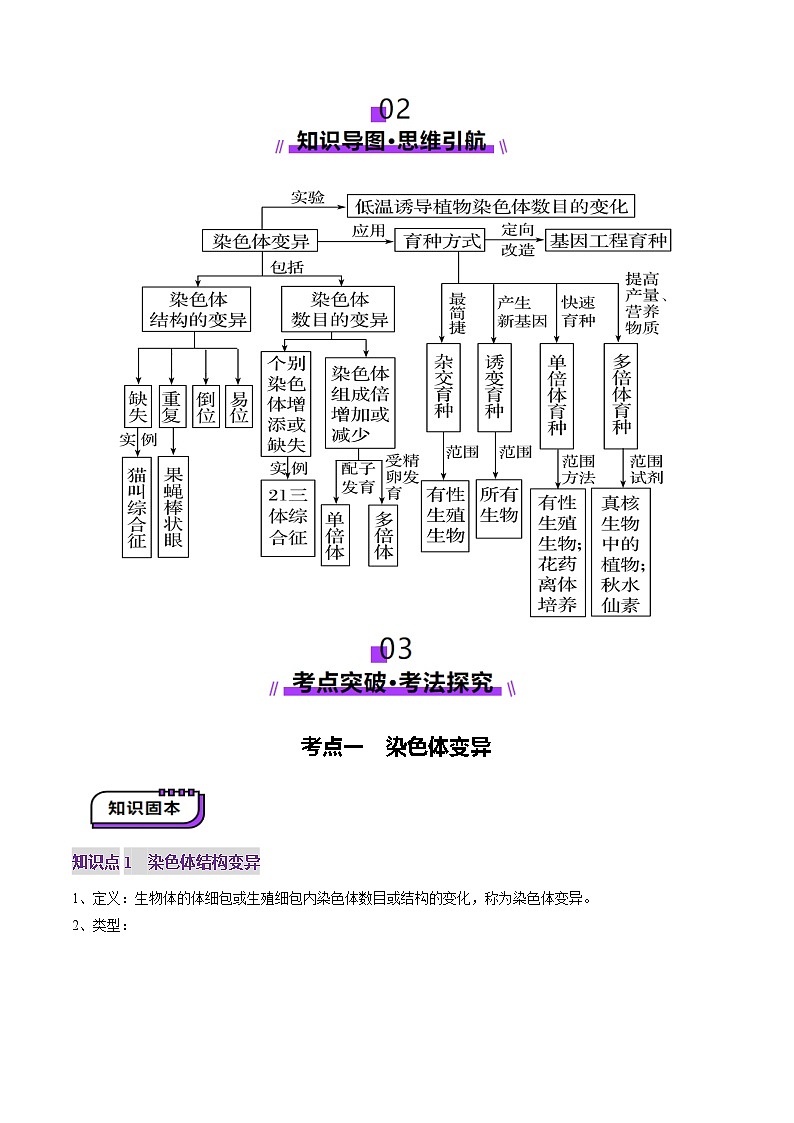 2025年新高考生物一轮复习第7单元生物的变异和进化第22讲生物的变异（第二课时，染色体变异）（讲义）（学生版）第3页