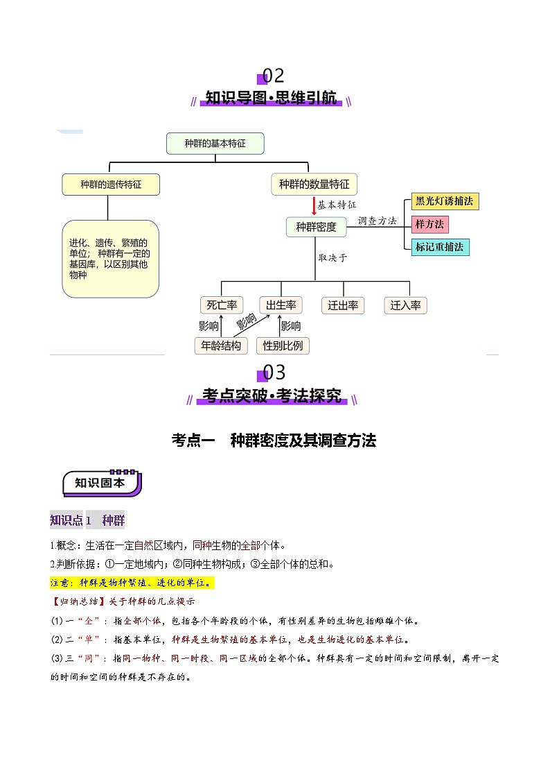 2025年新高考生物一轮复习第9单元生物与环境第32讲种群及其动态（第一课时，种群的数量特征）（讲义）（学生版）第3页