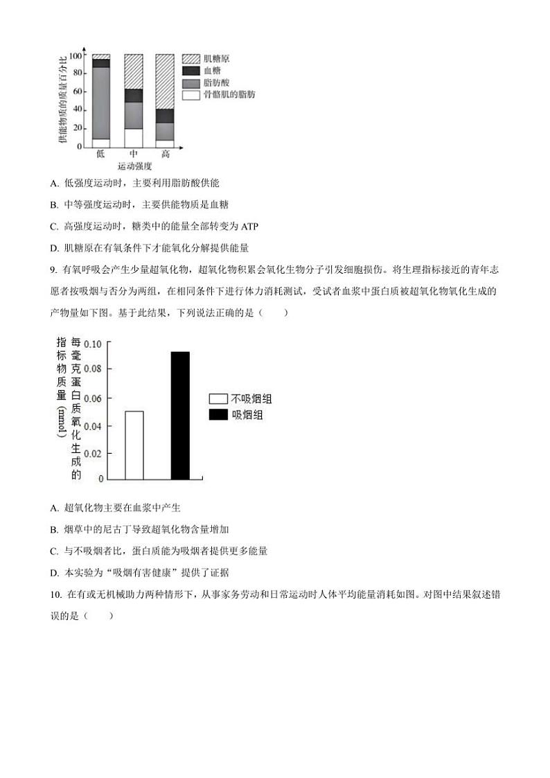 2024～2025学年北京市东城区第五十五中学高一(上)12月月考生物试卷(含答案)第3页