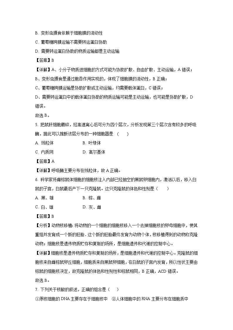 2023~2024学年西藏自治区拉萨市高一(上)12月期末联考生物试卷(解析版)第3页