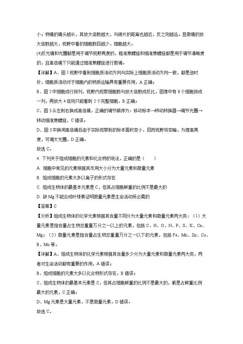2024~2025学年安徽省宿州市皖北联考高一(上)11月期中生物试卷(解析版)第3页