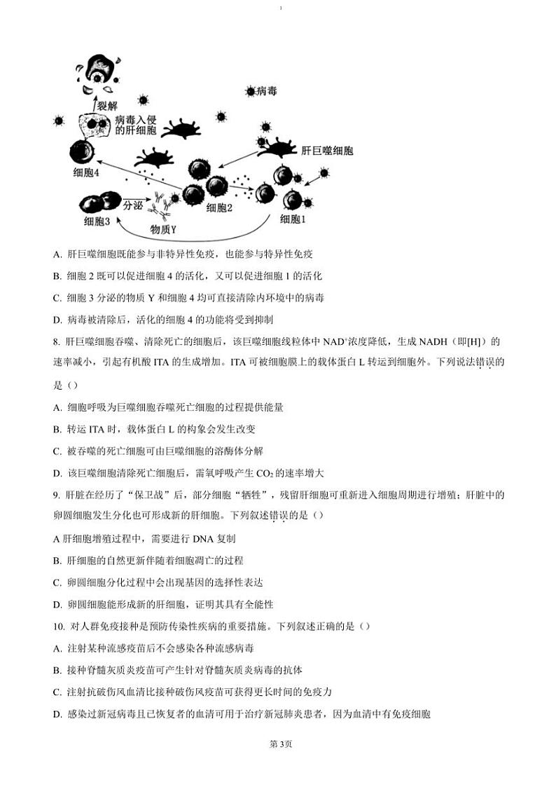 2024～2025学年浙江省温州市新力量联盟高二(上)期中联考(月考)生物试卷(含答案)第3页