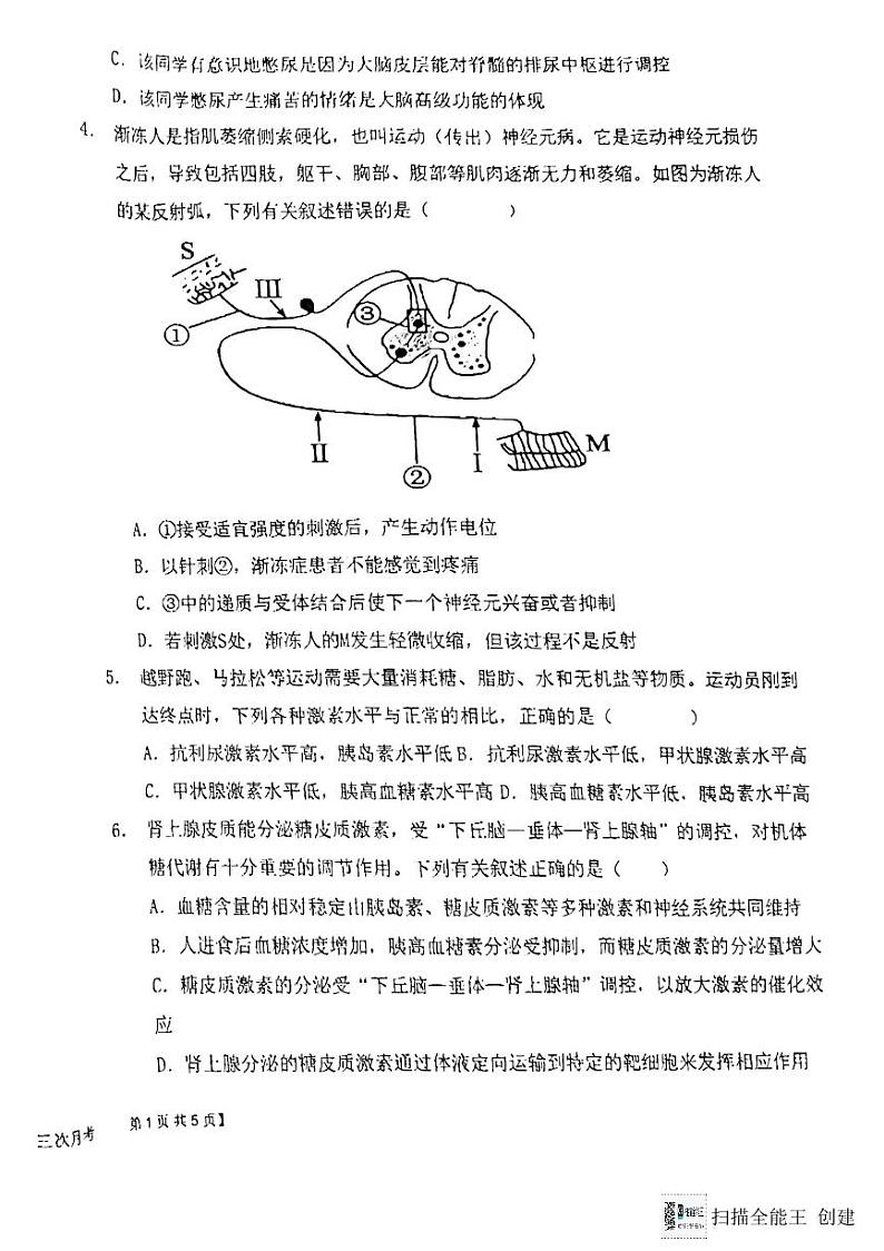 陕西省渭南市韩城市象山中学2024-2025学年高二上学期第一次月考生物试题第2页