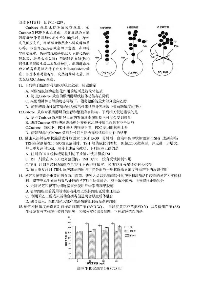 生物丨浙江省县域教研联盟2025届高三12月模拟联考考试生物试卷及答案第3页