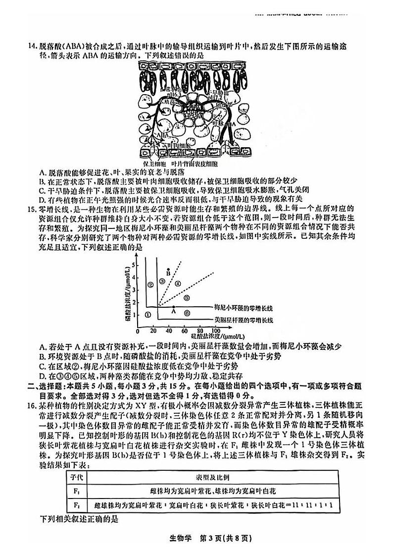 辽宁省名校联盟暨东北三省2025届高三上学期12月联合考-生物试题+答案第3页