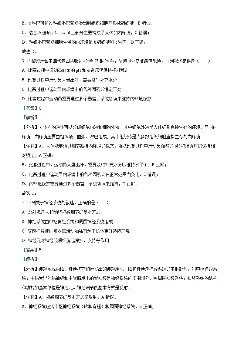 江苏省宿迁市沭阳县2024-2025学年高二上学期11月期中生物试题  Word版含解析第2页