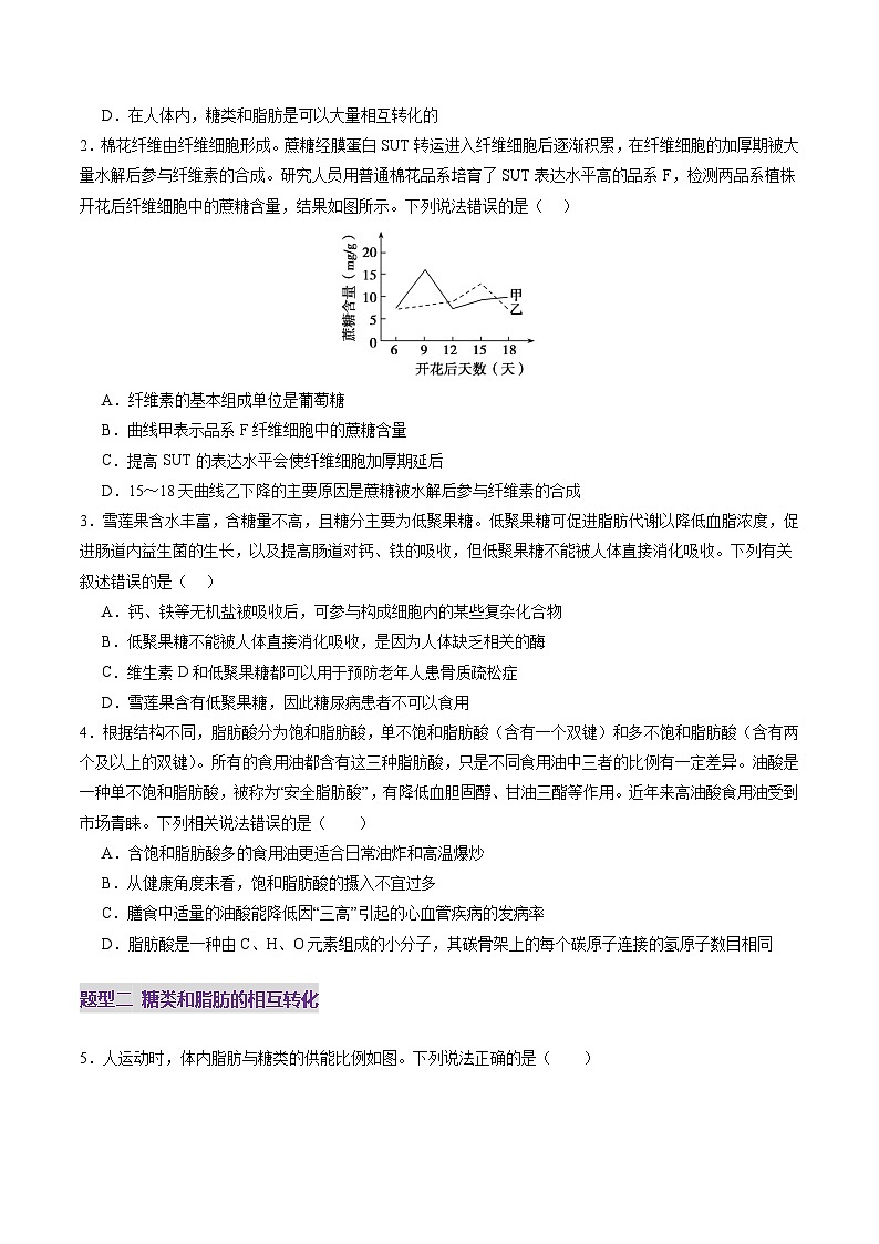 第03讲 糖类和脂质（练习）（原卷版）第2页