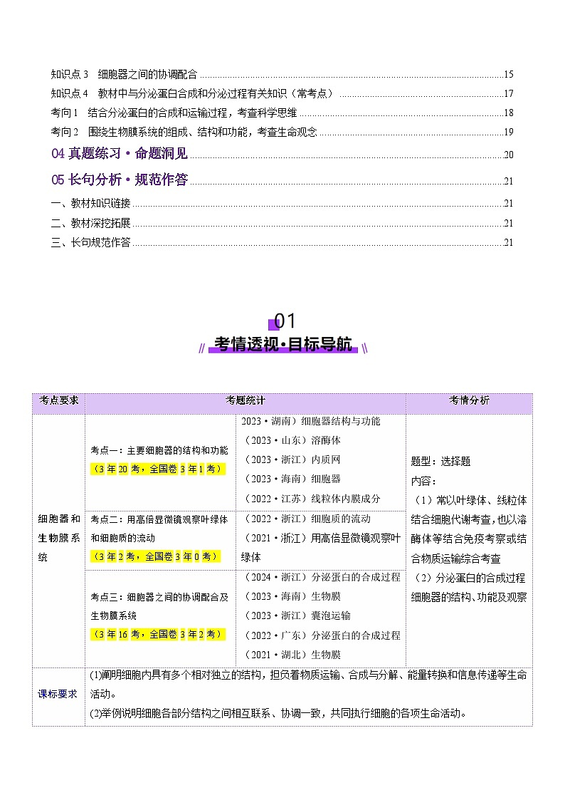 第06讲 细胞器和生物膜系统（讲义）（原卷版）第2页