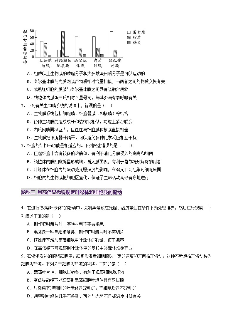 第06讲 细胞器和生物膜系统（练习）（原卷版）第2页