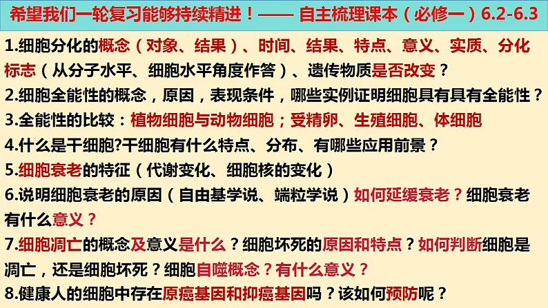 第14讲 细胞的分化、衰老、死亡和癌变（精美课件）-【高考一轮】2025年高考生物一轮复习课件（新教材新高考）第8页