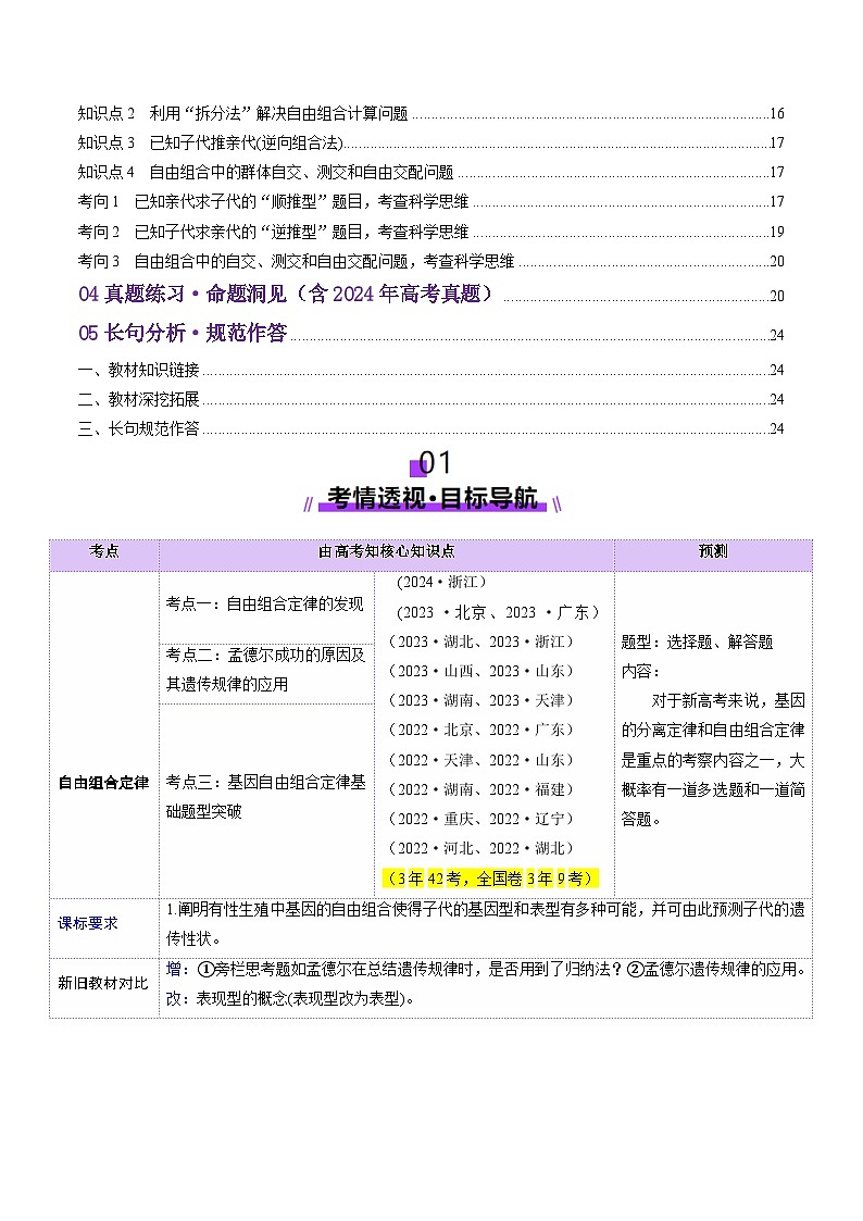 第16讲 自由组合定律（第一课时）（讲义）（解析版）第2页