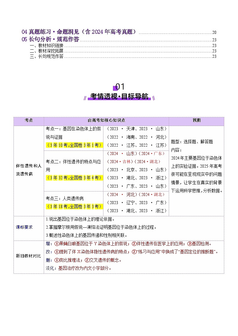 第17讲 伴性遗传和人类遗传病（讲义）（原卷版）第2页