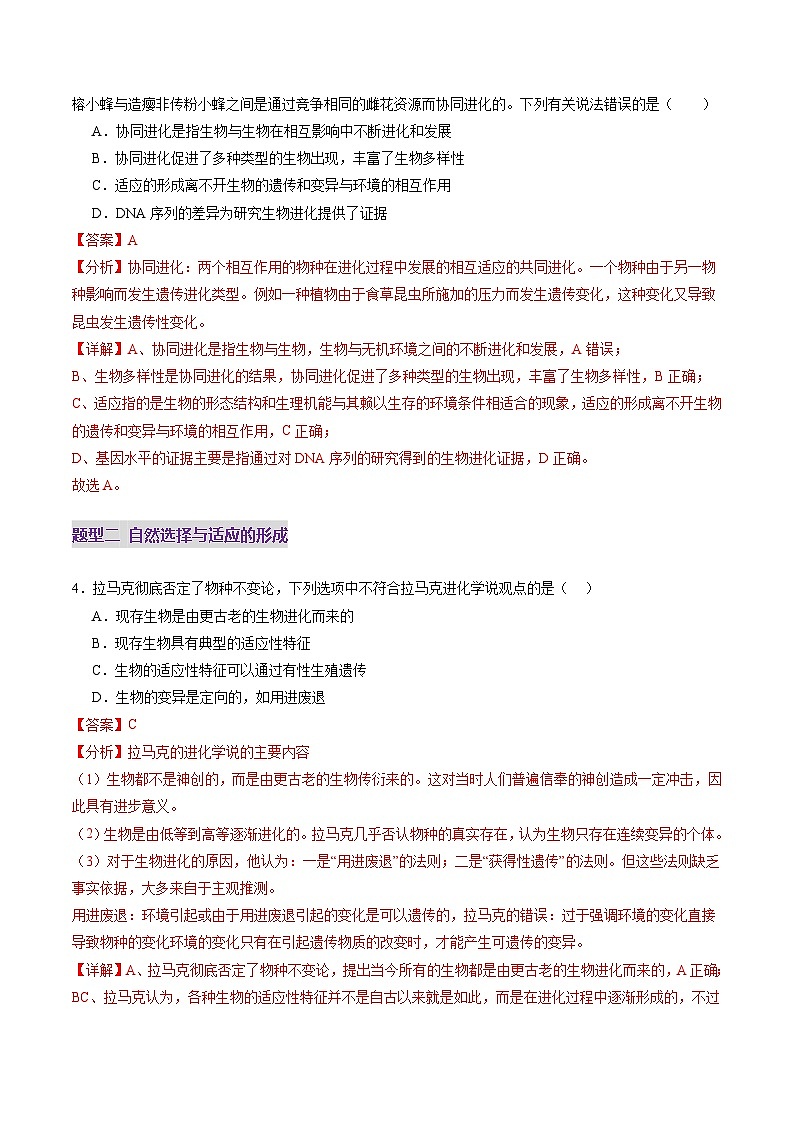 第23讲 生物的进化（练习）（解析版）第3页