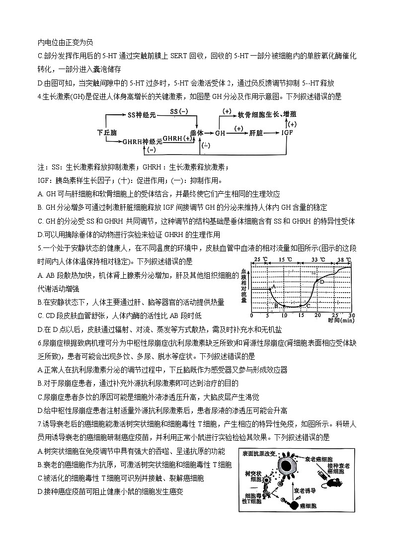 安徽省县中联考2024~2025学年高二上学期12月月考生物试题 (1)第2页