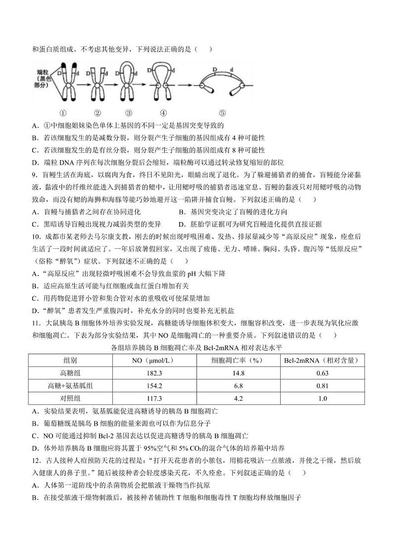 四川省成都市树德中学2024-2025学年高三上学期12月月考生物+答案第3页
