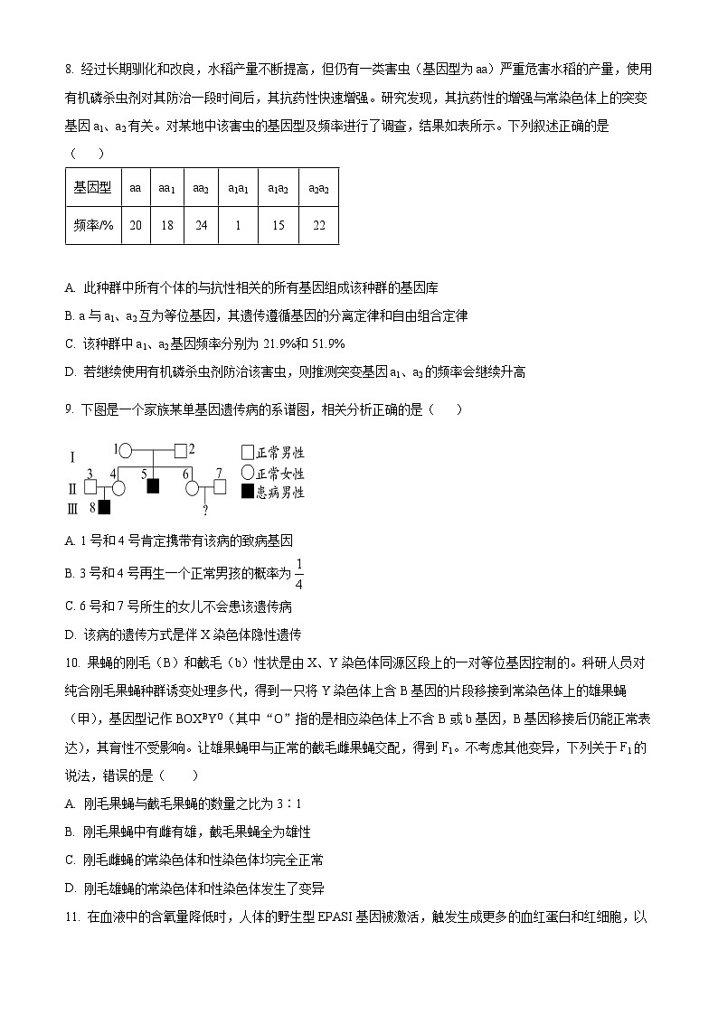 精品解析：四川省眉山市仁寿县铧强中学2024-2025学年高二上学期11月期中生物试题（原卷版）第3页