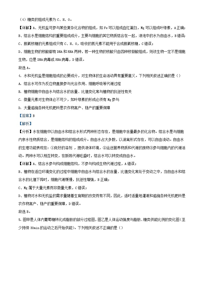 湖南省长沙市2023_2024学年高一生物上学期期中联考试题含解析第3页