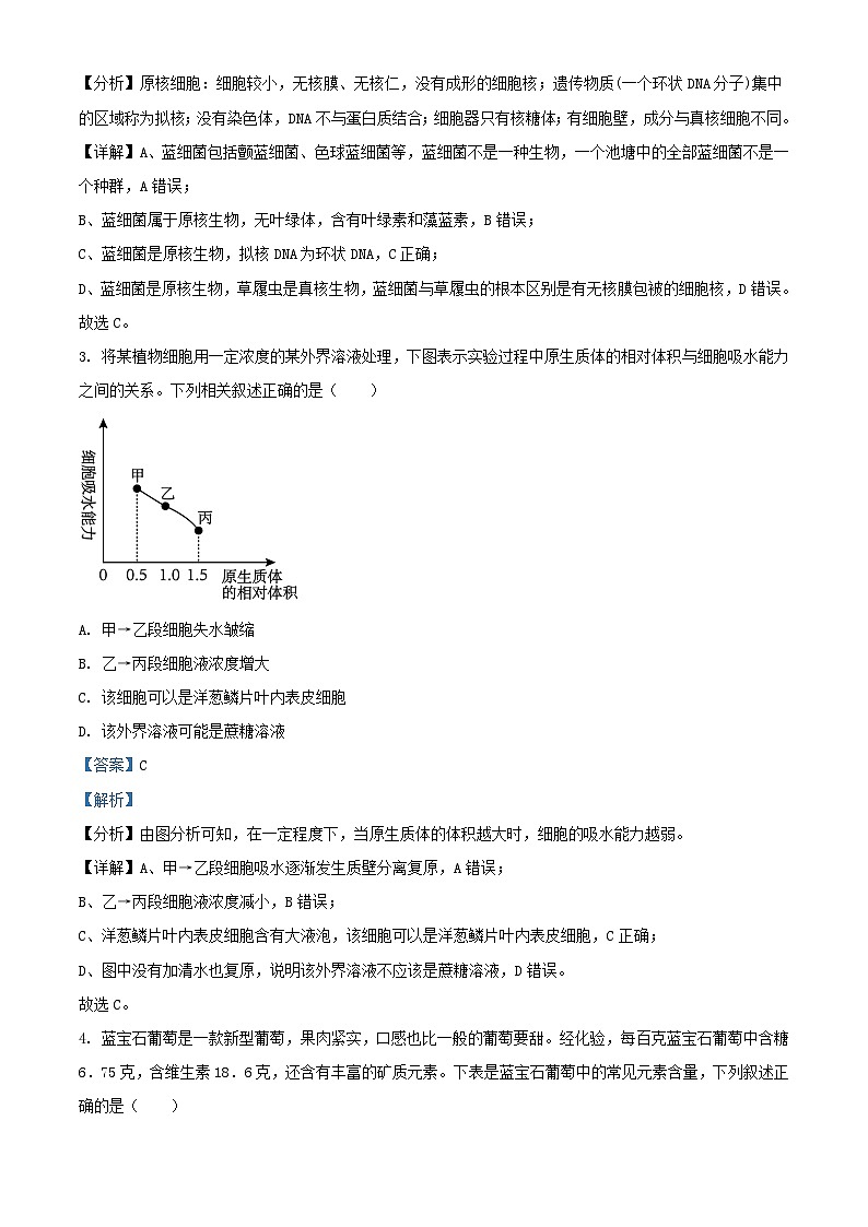 安徽省宿州市2023_2024学年高一生物上学期期中联考试题含解析第2页
