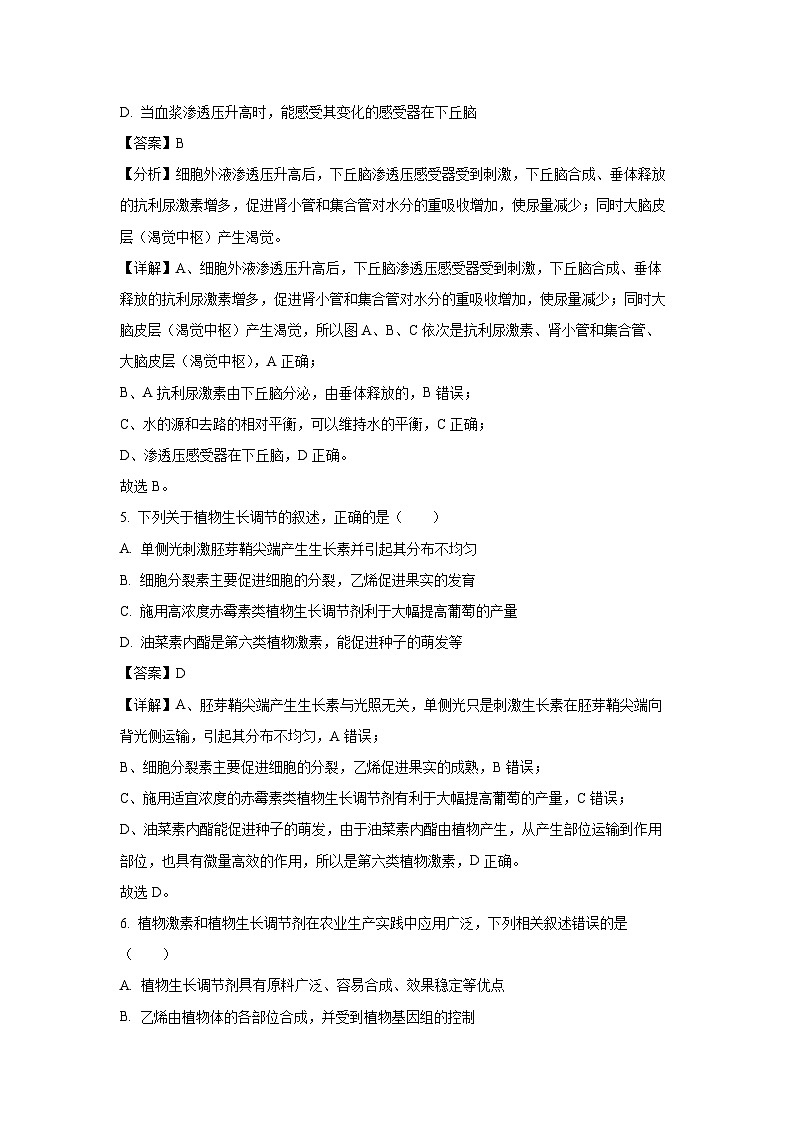 江苏省马坝高级中学2024~2025学年高二上学期期中考试(选修)生物试卷(解析版)第3页
