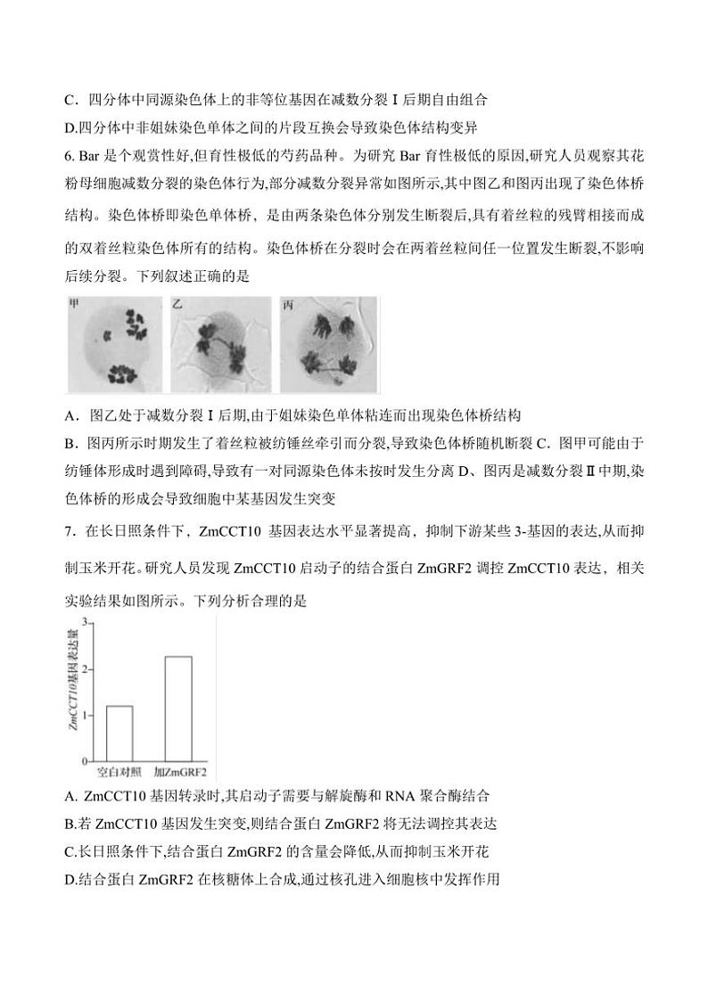 2025届东北三省高三(上)12月份联考(月考)调研测试生物试卷(含答案)第3页