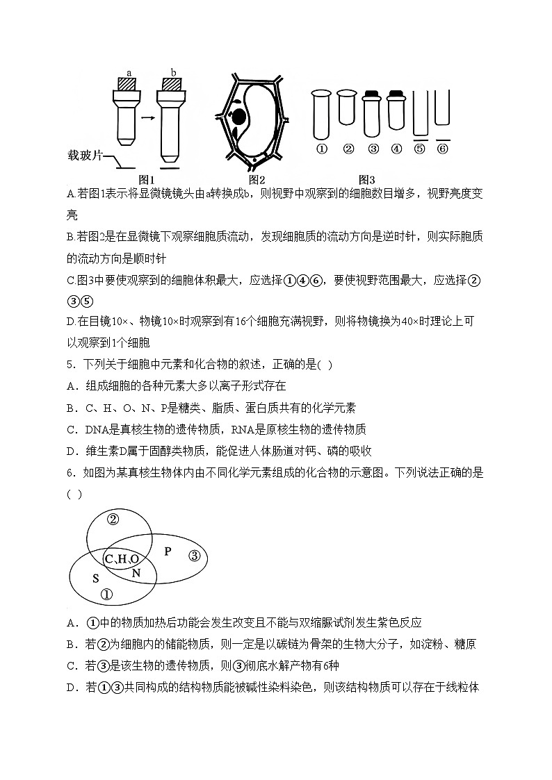 湖北省楚天教研协作体2024-2025学年高一上学期期中考试生物试卷(含答案)第2页