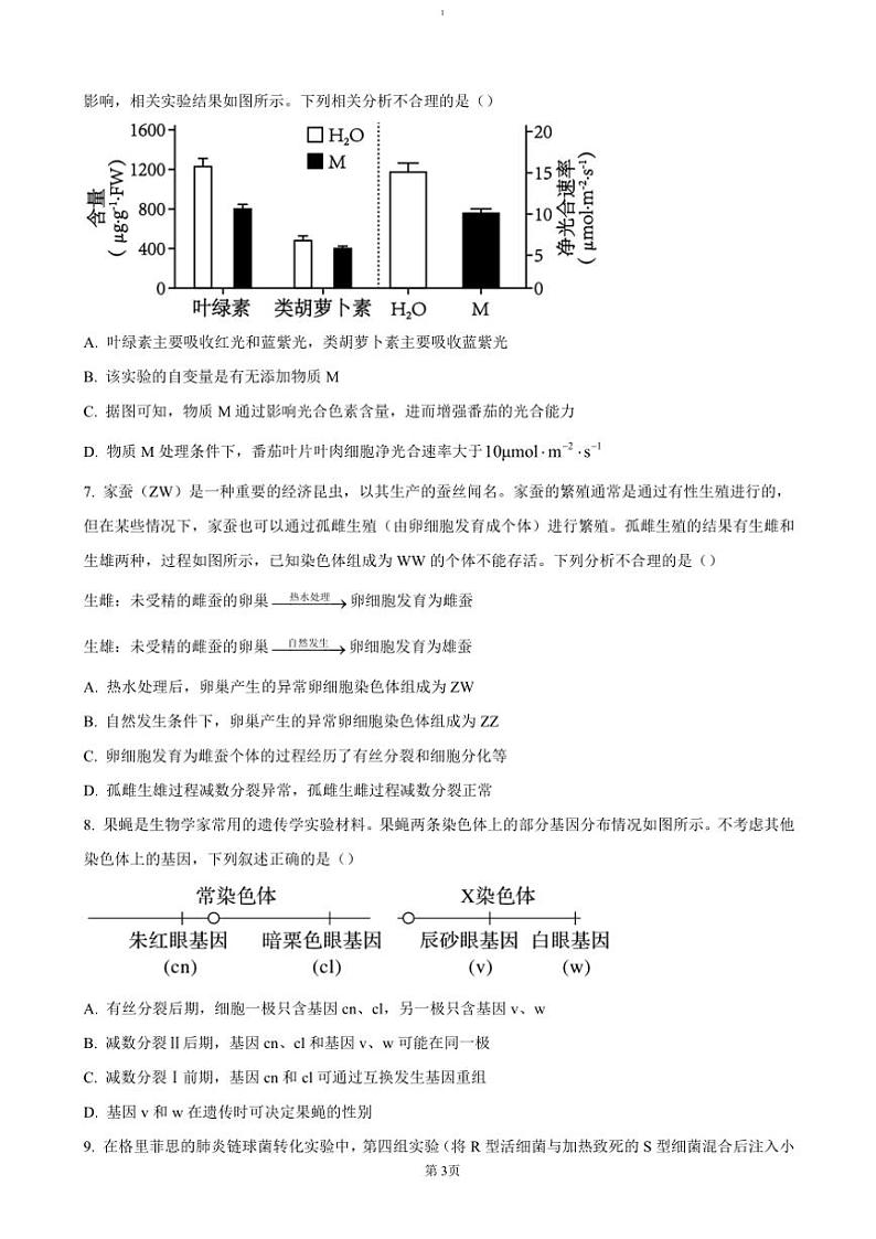 2024～2025学年湖北省学校高三(上)12月联考(月考)生物试卷(含答案)第3页