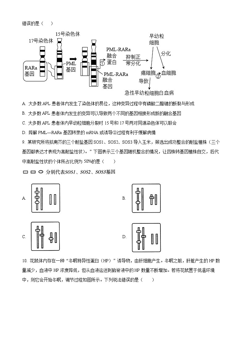 天津市滨海新区塘沽第一中学2024-2025学年高三上学期第二次月考生物试题 Word版无答案第3页