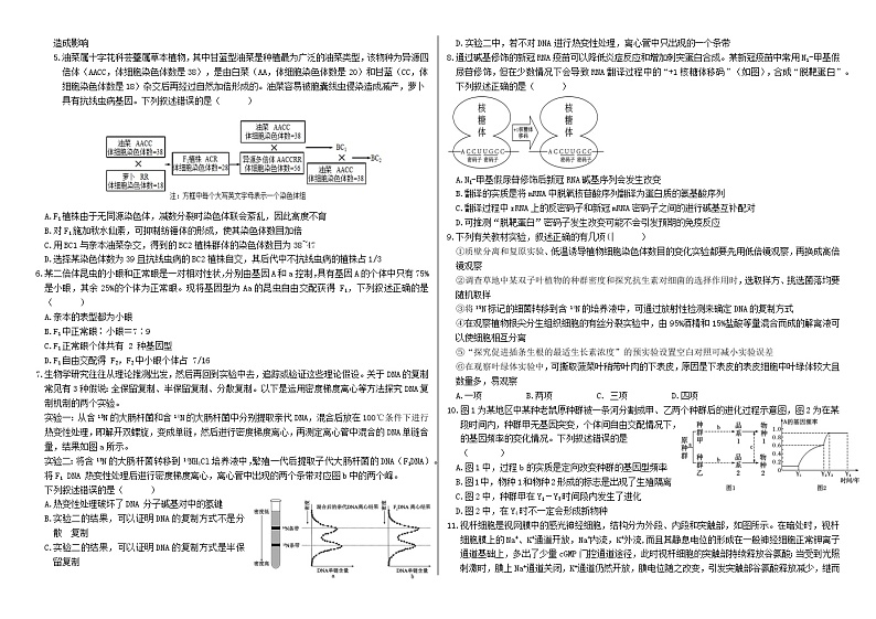 2025届高三上学期学情诊断生物第2页