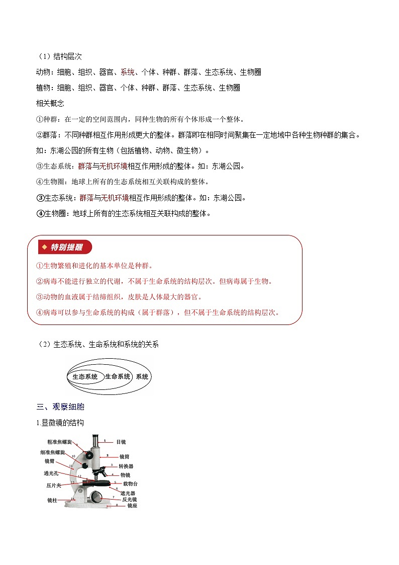 专题01 走近细胞（知识梳理+2大考点精讲精练+实战训练）（解析版）第3页