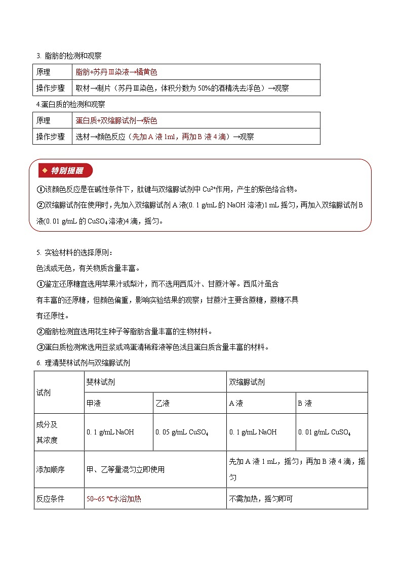 专题02 组成细胞的分子（知识梳理+5大考点精讲精练+实战训练）（原卷版）第3页