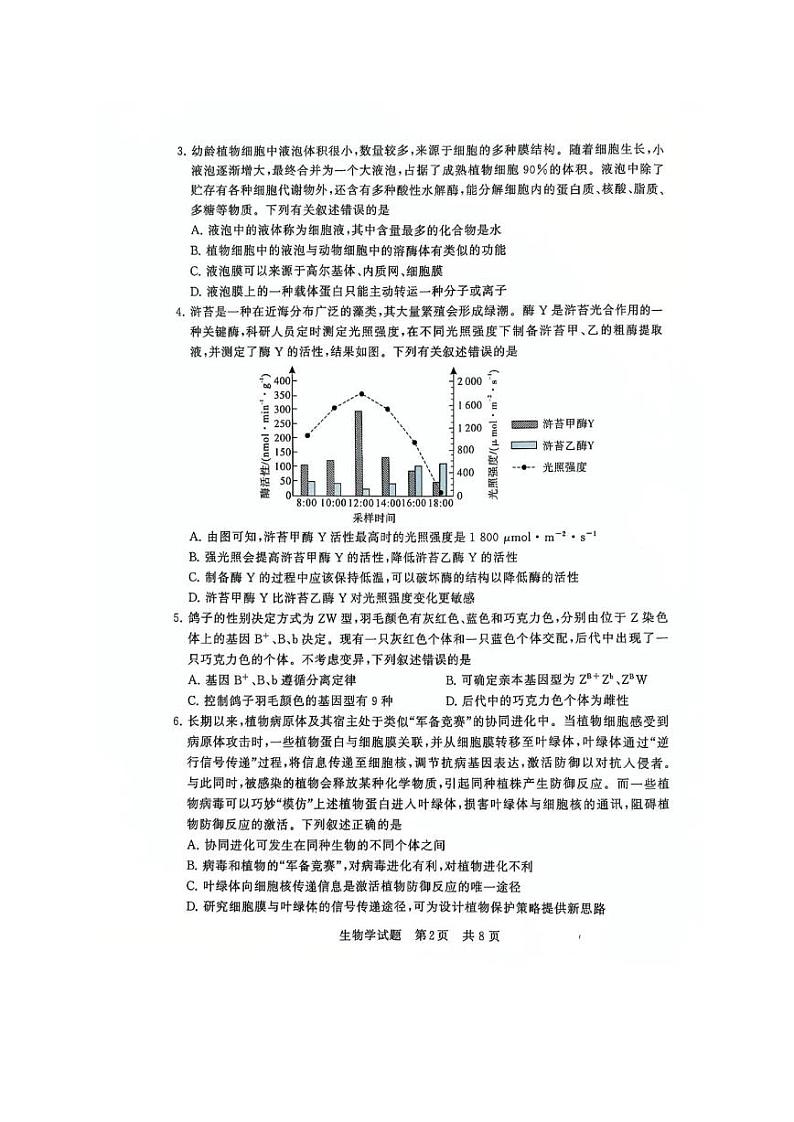 【T8联考】2024-2025学年高三上学期12月联合测评生物试卷第2页