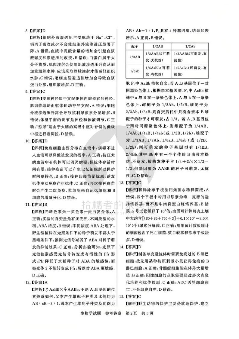 生物答案第2页