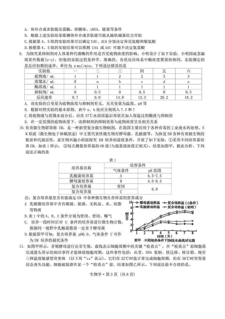 2024年重庆一中高三11月期中试卷 生物试题（含答案）第3页