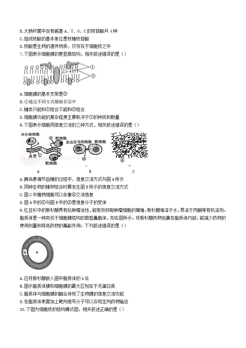 江苏省常州市金坛区2023_2024学年高一生物上学期期中试题无答案第2页