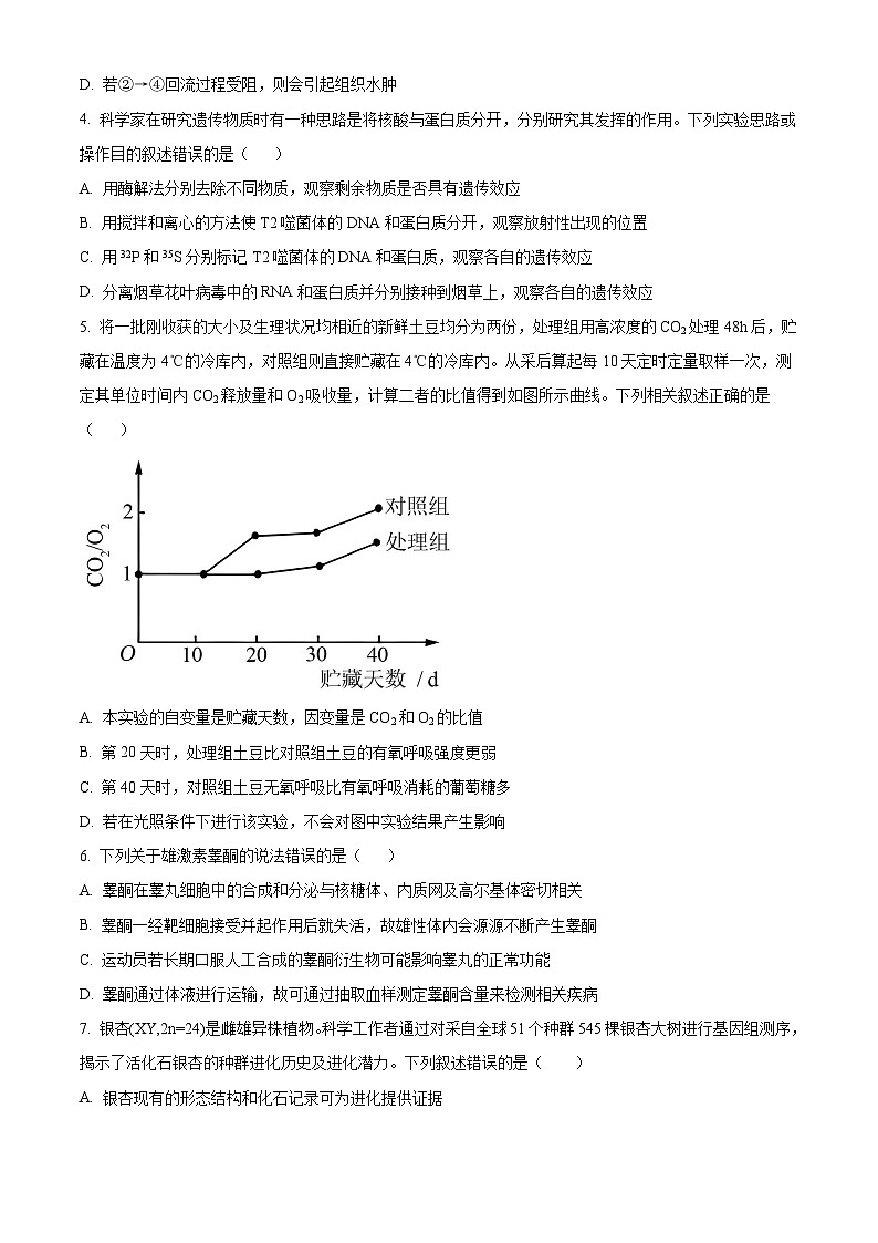 重庆市第一中学2024-2025学年高二上学期12月期中生物试题 Word版无答案第2页