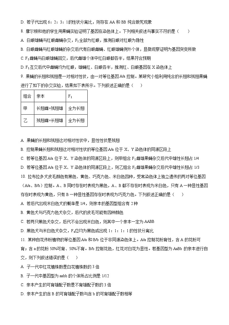四川省巴中市通江中学2024-2025学年高三上学期11月月考生物试题 Word版无答案第3页