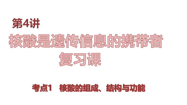 高中生物人教版必修1《核酸是遗传信息的携带者》复习课 课件第1页