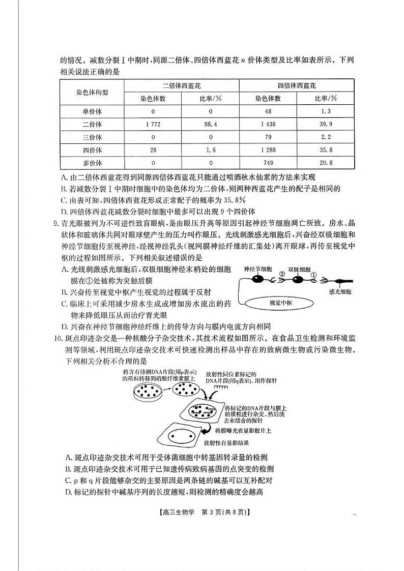 生物丨金太阳（25-198C）2025届高三12月联考生物试卷及答案第3页