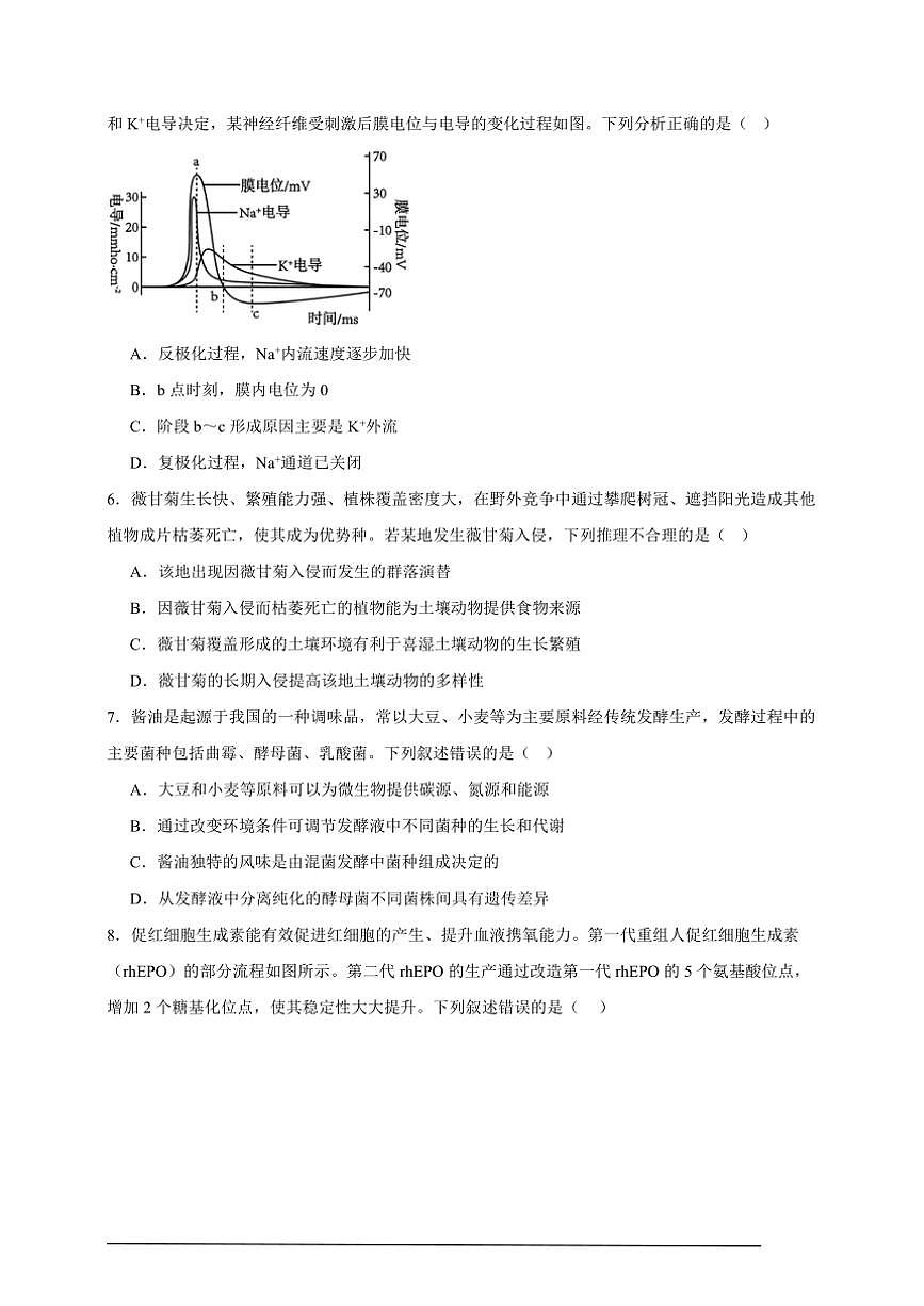 2025年高三一模模拟练高考生物复习备考试卷第2页
