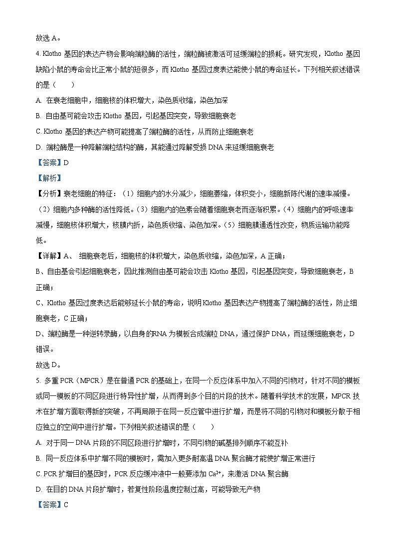 湖南省长沙市湖南师范大学附属中学2024-2025学年高三上学期月考卷（四）生物试题 Word版含解析第3页