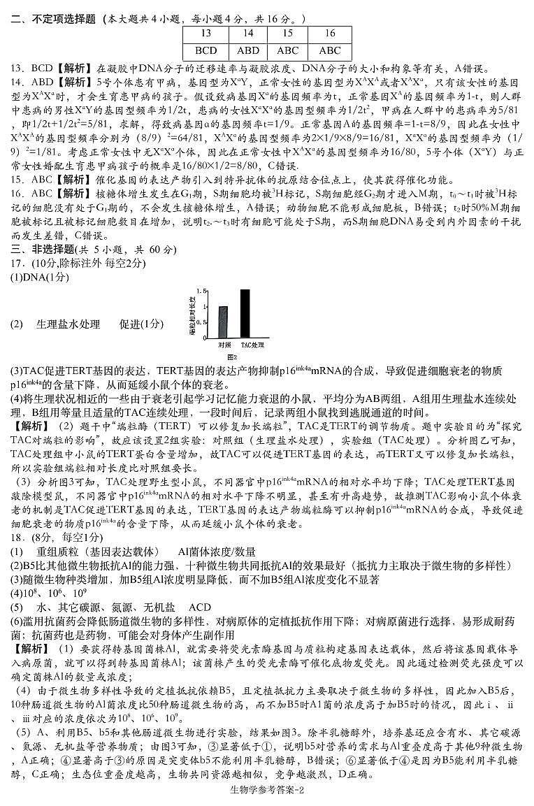 2025届湖南省新高考教学教研联盟（长郡二十校联盟）高三第一次预热演练生物学试题解析第2页