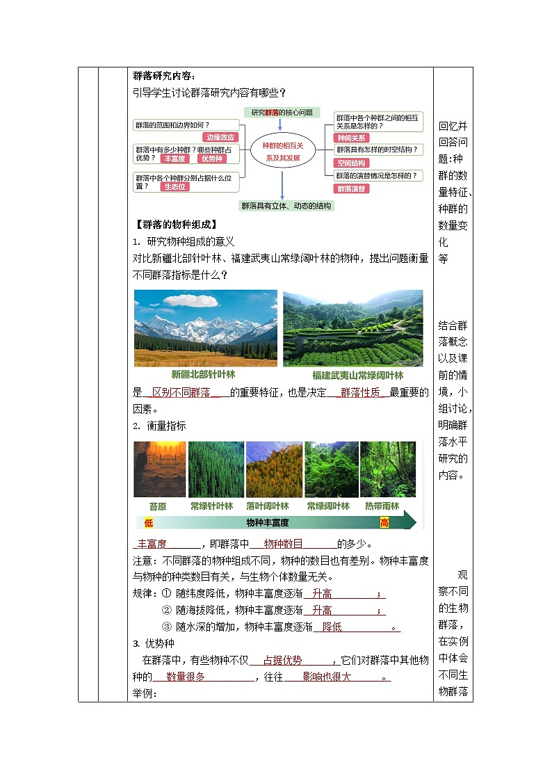 人教版高中生物选择性必修二2.1《群落的结构》（教学设计）第3页