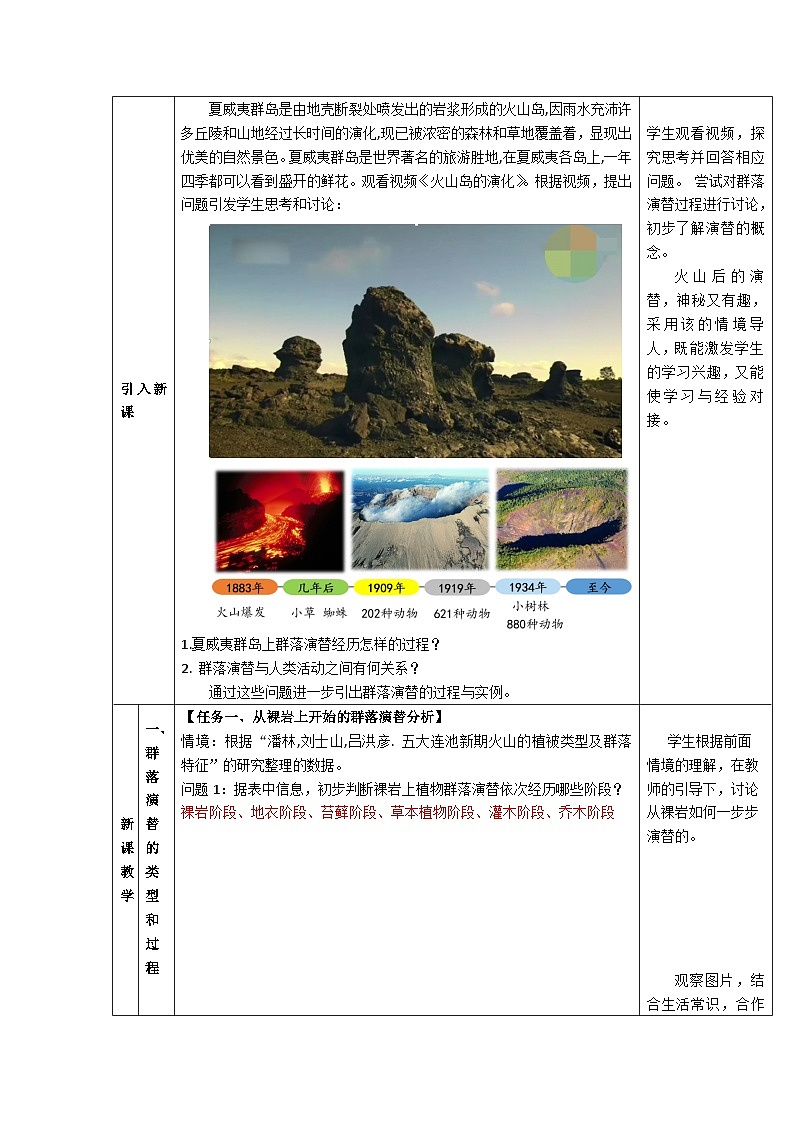 人教版高中生物选择性必修二2.3《群落的演替》（教学设计）第2页