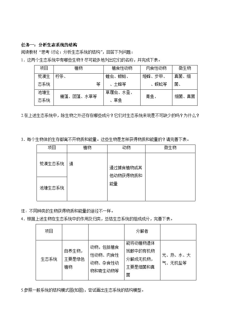 人教版高中生物选择性必修二3.1《生态系统的结构》导学案（原卷版）第3页