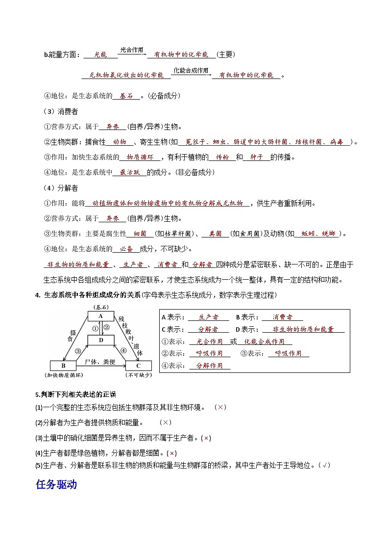 人教版高中生物选择性必修二3.1《生态系统的结构》导学案（解析版）第2页